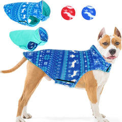 KUTKUT Christmas Dog Winter Coat Pet Sweater, Reversible Dog Fleece Jacket Reflective Pet Warm Vest, Cold Weather Christmas Costume Dog Clothes for Puppies and Small dogs - kutkutstyle