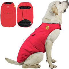 KUTKUT Dog Cold Weather Costs, Reversible Waterproof Warm Dogs Jacket Vest Winter Coat with Pocket and D-Ring, Windproof Pet Cotton Clothes for Small Dogs Cats - kutkutstyle