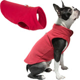 KUTKUT Fleece Lightweight Dog Sweater | Warm Pullover Polar Fleece Dog Jacket with Leash Attachment | Winter Small Dog Sweater for Yorkie, Maltese, Chihuahua, Shih Tzu etc. (Red) - kutkutstyl