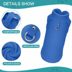 KUTKUT Lightweight Dog Fleece Sweater | Warm Pullover Polar Fleece Dog Jacket with Leash Attachment | Winter Small Dog Coat for Yorkie, Maltese, Chihuahua, Shih Tzu etc. (Blue) - kutkutstyle