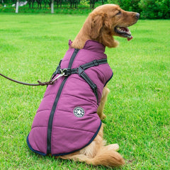 KUTKUT Padded Vest Dog Jacket with Harness Winter Dog Coat Fleece Dog Jacket Waterproof Dog Coat Zipper Dog Jacket Dog Coat with Reflective Harness for Small Dogs-Jacket-kutkutstyle