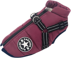 KUTKUT Padded Vest Dog Jacket with Harness Winter Dog Coat Fleece Dog Jacket Waterproof Dog Coat Zipper Dog Jacket Dog Coat with Reflective Harness for Small Dogs-Jacket-kutkutstyle