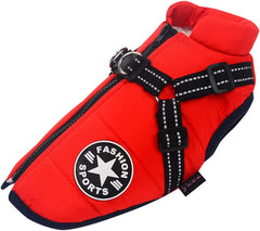 KUTKUT Padded Vest Dog Jacket with Harness Winter Dog Coat Fleece Dog Jacket Waterproof Dog Coat Zipper Dog Jacket Dog Coat with Reflective Harness for Small Dogs-Jacket-kutkutstyle