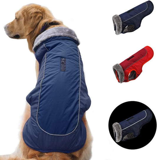 KUTKUT Waterproof Warm Dog Jacket, Dog Apparel with Fleece Neckline,Windproof Cozy Cold Weather Dog Coat Lining Winter Dog Thick Vest for Outdoor Small Dogs - kutkutstyle
