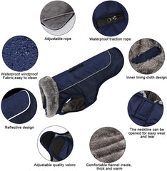 KUTKUT Waterproof Warm Dog Jacket, Dog Apparel with Fleece Neckline,Windproof Cozy Cold Weather Dog Coat Lining Winter Dog Thick Vest for Outdoor Small Dogs - kutkutstyle