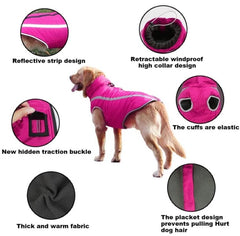 KUTKUT Windproof Warm Dog Winter Jacket| Reflective Cold Weather Coat | Waterproof Polar Fleece Lining Wind Breaker with Leash Hole Pet Warm Clothing For Small, Medium and Large Dogs - kutkut