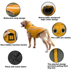 KUTKUT Windproof Warm Dog Winter Jacket| Reflective Cold Weather Coat | Waterproof Polar Fleece Lining Wind Breaker with Leash Hole Pet Warm Clothing For Small, Medium and Large Dogs. - kutku