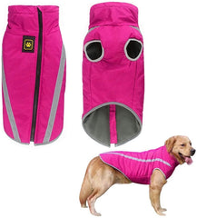 KUTKUT Windproof Warm Dog Winter Jacket| Reflective Cold Weather Coat | Waterproof Polar Fleece Lining Wind Breaker with Leash Hole Pet Warm Clothing For Small, Medium and Large Dogs - kutkut