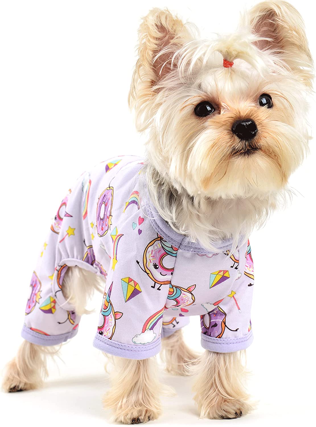 KUTKUT Small Dog Bodysuit, Dog Pjs Spring Doggie Onesies Summer Pet Jammies Dog Clothes for Puppies Small Dogs Girl, Cat Apparel Outfit For ShihTzu, Maltese, Bichon - kutkutstyle