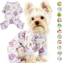 KUTKUT Small Dog Bodysuit, Dog Pjs Spring Doggie Onesies Summer Pet Jammies Dog Clothes for Puppies Small Dogs Girl, Cat Apparel Outfit For ShihTzu, Maltese, Bichon - kutkutstyle