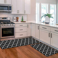 EZYHOME Waterproof Kitchen Mat [2 PCS] Cushioned Anti-Fatigue Kitchen Rug, Non-Slip Kitchen Mats and Rugs Heavy Duty PVC Ergonomic Comfort Standing Foam Mat for Kitchen, Office, Sink, Laundry