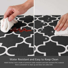 EZYHOME Waterproof Kitchen Mat [2 PCS] Cushioned Anti-Fatigue Kitchen Rug, Non-Slip Kitchen Mats and Rugs Heavy Duty PVC Ergonomic Comfort Standing Foam Mat for Kitchen, Office, Sink, Laundry