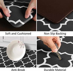 EZYHOME Waterproof Kitchen Mat [2 PCS] Cushioned Anti-Fatigue Kitchen Rug, Non-Slip Kitchen Mats and Rugs Heavy Duty PVC Ergonomic Comfort Standing Foam Mat for Kitchen, Office, Sink, Laundry