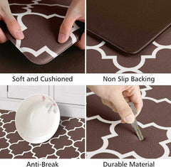 EZYHOME Anti Fatigue Kitchen Mats for Floor 2 Piece Set, Memory Foam Cushioned Rugs, Comfort Standing Desk Mats for Office, Home, Laundry Room, Waterproof & Ergonomic - kutkutstyle