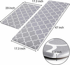 EZYHOME Kitchen Mat and Kitchen Rugs 2 PCS, Anti Fatigue Waterproof Cushioned Mat, Comfort Standing Desk Mat, Kitchen Floor Mat with Non-Skid & Washable for Home, Office, Sink - kutkutstyle