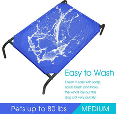 KUTKUT Cooling Elevated Dog Bed | Portable Durable Metal Frame Raised Cot with Washable & Breathable Teslin Recyclable Mesh, Indoor Outdoor Pet Bed for Small, Medium & Large Dogs - kutkutstyl
