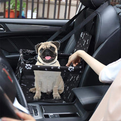 KUTKUT Pet Car Booster Seat Travel Carrier Cage, Oxford Breathable Folding Soft Washable Travel Bags With Seat Belt for Cats & Small Breed dog or Other Small Pet weight under 7kg (Black, SIZE: 40 x 34 x 25cm)-kutkutstyle