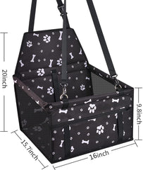 KUTKUT Pet Car Booster Seat Travel Carrier Cage, Oxford Breathable Folding Soft Washable Travel Bags With Seat Belt for Cats & Small Breed dog or Other Small Pet weight under 7kg (Black, SIZE: 40 x 34 x 25cm)-kutkutstyle