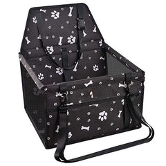 KUTKUT Pet Car Booster Seat Travel Carrier Cage, Oxford Breathable Folding Soft Washable Travel Bags With Seat Belt for Cats & Small Breed dog or Other Small Pet weight under 7kg (Black, SIZE: 40 x 34 x 25cm)-kutkutstyle