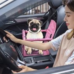 KUTKUT Pet Car Booster Seat Travel Carrier Cage, Oxford Breathable Folding Soft Washable Travel Bags with Seat Belt for Dogs Cats or Other Small Pet (Pink, Size: 40 x 34 x 25cm)-kutkutstyle