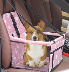 KUTKUT Pet Car Booster Seat Travel Carrier Cage, Oxford Breathable Folding Soft Washable Travel Bags with Seat Belt for Dogs Cats or Other Small Pet (Pink, Size: 40 x 34 x 25cm)-kutkutstyle