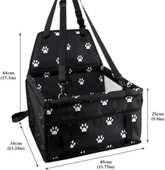 KUTKUT Pet Car Booster Seat Travel Carrier Cage, Oxford Breathable Folding Soft Washable Travel Bags With Seat Belt for Small Breed Dogs , Cats or Other Small Pet weight under 7kg (Blue, SIZE: 40 x 34 x 25cm)-kutkutstyle