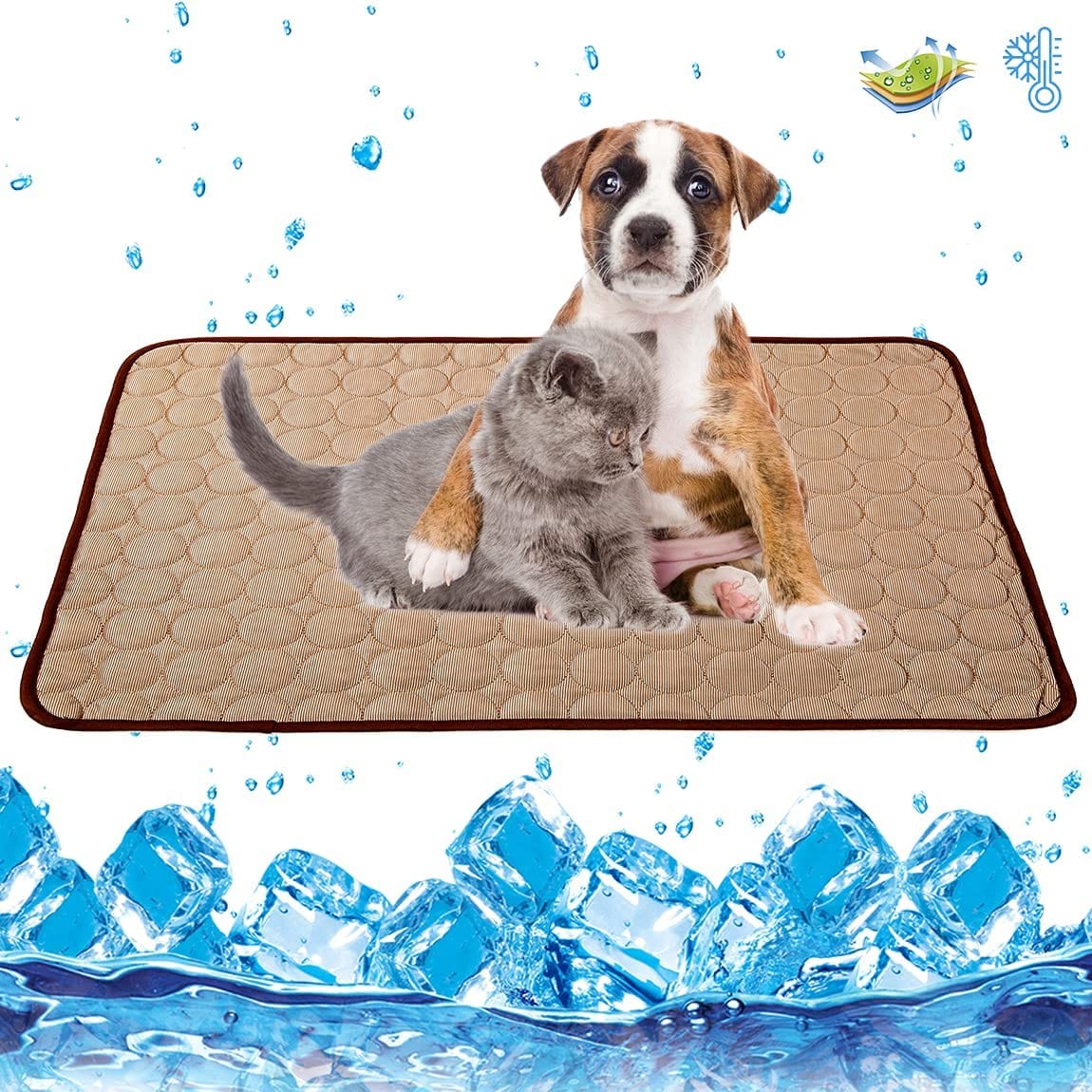 KUTKUT Pet Cooling Mat Washable, Reusable & Breathable Ice Silk Pet Self Cooling Blanket | Non-Toxic Pet Sleeping Pad Blanket for Pet Beds Kennels Couches Sofa Floor Car Seats-kutkutstyle