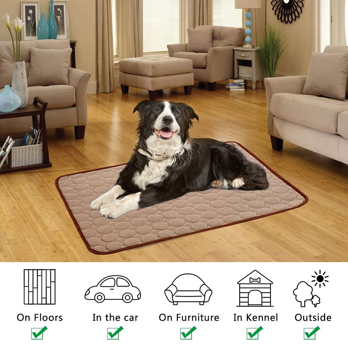 KUTKUT Pet Cooling Mat Washable, Reusable & Breathable Ice Silk Pet Self Cooling Blanket | Non-Toxic Pet Sleeping Pad Blanket for Pet Beds Kennels Couches Sofa Floor Car Seats-kutkutstyle