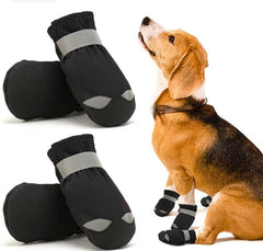 KUTKUT Shoes for Small Dogs | Pack of 4pcs Anti Skid Paw Protector For Hot Summer For Maltese, Yorkie, Shih Tzu etc. | Pet Booties with Reflective Straps & Non-Slip Sole | Soft & Lightweight 