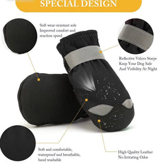 KUTKUT Shoes for Small Dogs | Pack of 4pcs Anti Skid Paw Protector For Hot Summer For Maltese, Yorkie, Shih Tzu etc. | Pet Booties with Reflective Straps & Non-Slip Sole | Soft & Lightweight 
