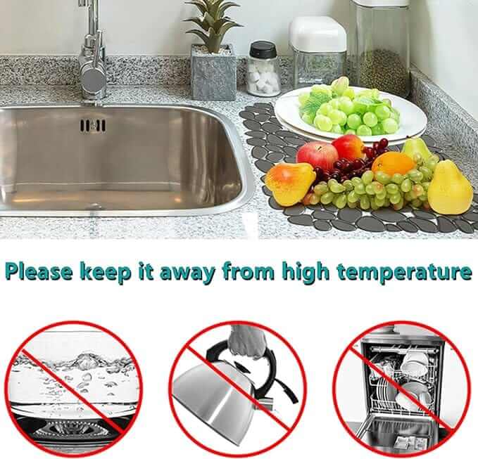 EZYHOME Kitchen Sink Mats, Adjustable PVC Sink Protector Mats for Stainless Steel Sink or Porcelain Sink, Dish Drying Mat for Bathroom Kitchen Sink Countertop, 15.8 x 12 inch-kutkutstyle