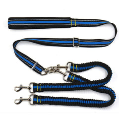 KUTKUT Double Dog Lead Coupler Splitter Adjustable - 360° Swivel No Tangle Dual Dog Walking Training Leash Reflective Bungee Lead Walk 2 Dogs with Ease Hands-Free Dog Leash (Blue) - kutkutst