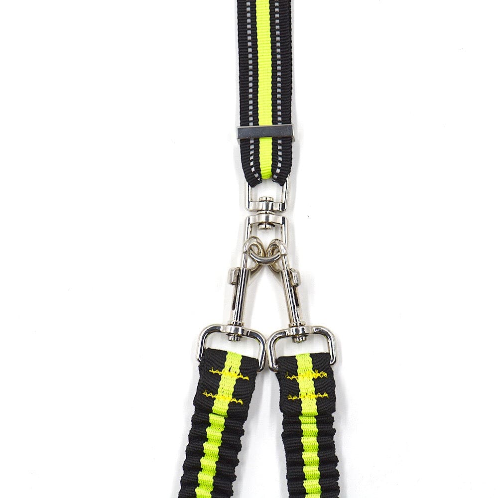 KUTKUT Double Dog Lead Coupler Splitter Adjustable - 360° Swivel No Tangle Dual Dog Walking Training Leash Reflective Bungee Lead Walk 2 Dogs with Ease Hands-Free Dog Leash (Green) - kutkuts