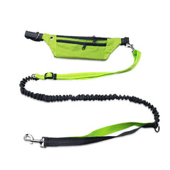 KUTKUT Hands Free Dog Leash with Zipper Pouch, Dual Handles and Retractable Bungee Leash with Reflective Stitches for Running Walking Jogging Hiking for Small-Large Dogs(Adjustable Waist: 30"