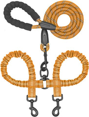 KUTKUT 2022 Adjustable Retractable Two Way Double Coupler 360 Swivel Tangle Free Super Strong Zero Shok Pet Dog Bungee Leash for Small and Medium Dogs - kutkutstyle