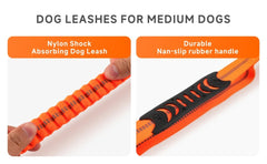 KUTKUT Bungee Dog Lead with Soft Padded Handle,Adjustable Anti-Pull Dog Leash,Strong Reflective Thread Dog Leads with Traffic Handle for Medium Large Dogs (Orange) - kutkutstyle