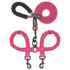 KUTKUT 2022 Newly Design Dog Leash 360 Swivel No Tangle Double Dog Walking Training Leash Comfortable Shock Absorbing Reflective Bungee Leash Rope for Small and Medium Dogs - kutkutstyle