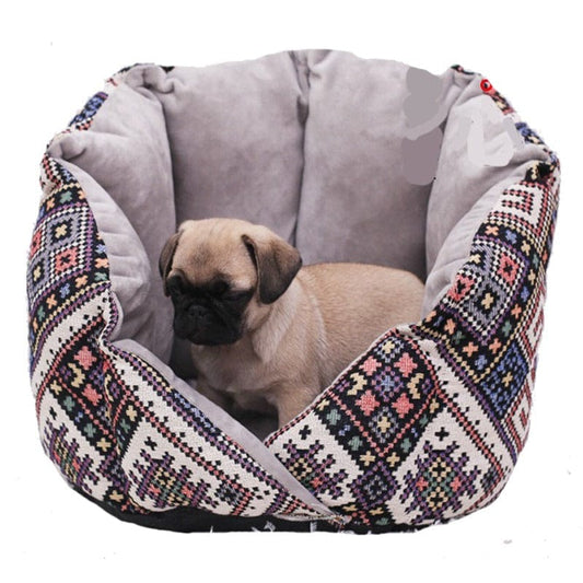 KUTKUT Dog Bed for Small Dogs Washable - Round Cat Sofa for Indoor Cats, Bed Cum Sofa for Puppy and Kitten with Slip-Resistant Bottom - kutkutstyle
