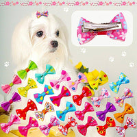 KUTKUT 40Pcs Assorted HandmadeDog Cat Hair Bows Small Dog Cat Hair Clips Cute Puppy Dog Small Bowknot Hair Bows with Metal Clips Handmade Hair Grooming Clips for Yorkshire, Bichon Frise etc-Pet Accessories-kutkutstyle
