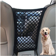 KUTKUT Dog Car Net Barrier | Pet Barrier with Auto Safety Mesh Organizer | Baby Stretchable Storage Bag Universal for Cars, SUVs -Easy Install, Car Divider for Driving Safely with Children & 