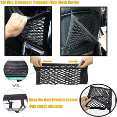 KUTKUT Dog Car Net Barrier | Pet Barrier with Auto Safety Mesh Organizer | Baby Stretchable Storage Bag Universal for Cars, SUVs -Easy Install, Car Divider for Driving Safely with Children & 