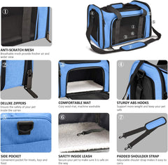 KUTKUT Cat Carriers Small Dog Carrier Pet Carrier Bag for Small Medium Cats Dogs Puppies up to 6Kg, Airline Approved Small Dog Carrier Soft Sided, Collapsible Travel Puppy Carrier - kutkutsty