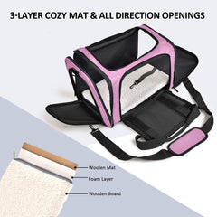 KUTKUT Cat Carriers Small Dog Carrier Pet Carrier Bag for Small Medium Cats Dogs Puppies up to 6Kg, Airline Approved Small Dog Carrier Soft Sided, Collapsible Travel Puppy Carrier - kutkutsty