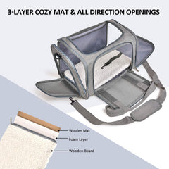 KUTKUT Cat Carriers Small Dog Carrier Pet Carrier Bag for Small Medium Cats Dogs Puppies up to 6Kg, Airline Approved Small Dog Carrier Soft Sided, Collapsible Travel Puppy Carrier - kutkutsty