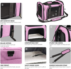 KUTKUT Cat Carriers Small Dog Carrier Pet Carrier Bag for Small Medium Cats Dogs Puppies up to 6Kg, Airline Approved Small Dog Carrier Soft Sided, Collapsible Travel Puppy Carrier - kutkutsty