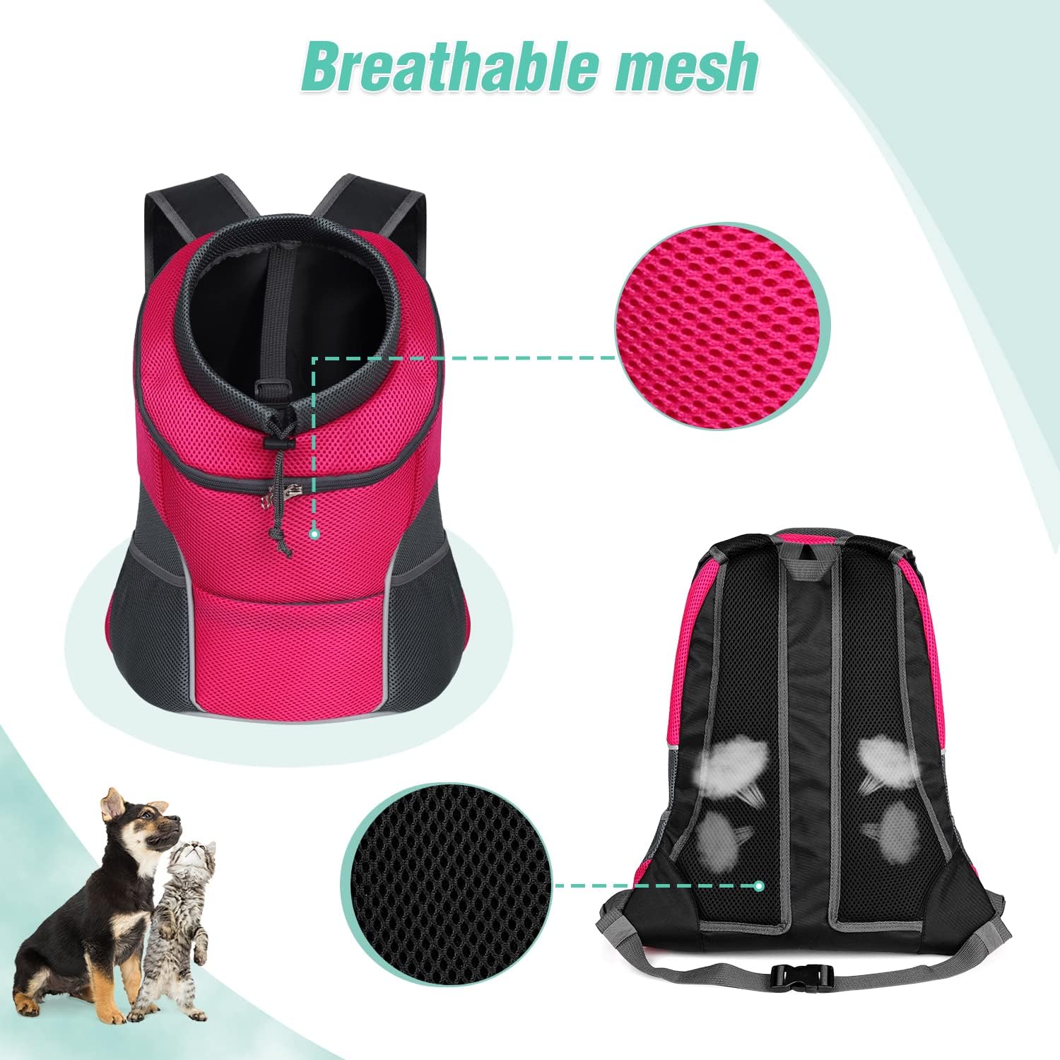 KUTKUT Pets Dog Carrier Backpack Puppy Dog Travel Carrier Front Pack Breathable Head-Out Backpack Carrier-PET BAG IN ACCESSORIES-kutkutstyle