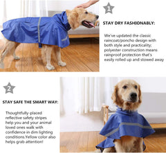 KUTKUT Dog Raincoat Adjustable Pet Water Proof Clothes Lightweight Rain Jacket Poncho Hoodies with Reflective Strip for Small Medium Large Dogs - kutkutstyle