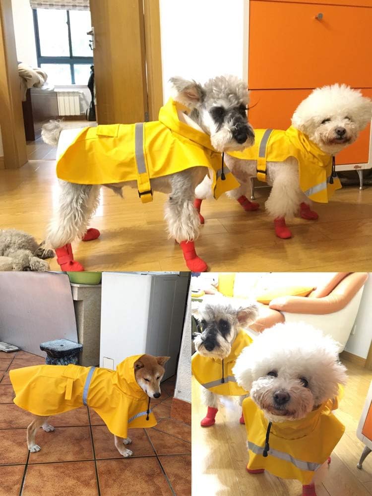 KUTKUT Dog Raincoat Adjustable Pet Water Proof Clothes Lightweight Rain Jacket Poncho Hoodies with Reflective Strip for Small Medium Large Dogs - kutkutstyle