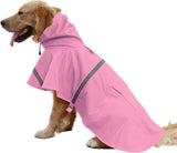 KUTKUT Pet Dog Raincoat Waterproof Hooded Dog Rain Jacket with Pocket Adjustable Lightweight Slicker Poncho with Reflective Strip for Small Medium Large Dogs-Rain Coat-kutkutstyle