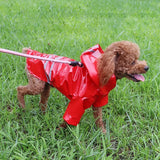 KUTKUT Small Dog Raincoat Lightweight Rain Jacket | Breathable Rain Poncho Hooded Rainwear Waterproof Coat with Safety Reflective Stripes (Red, Size: XL, Back Length: 40cm, Bust: 52cm)-Rain Coat-kutkutstyle
